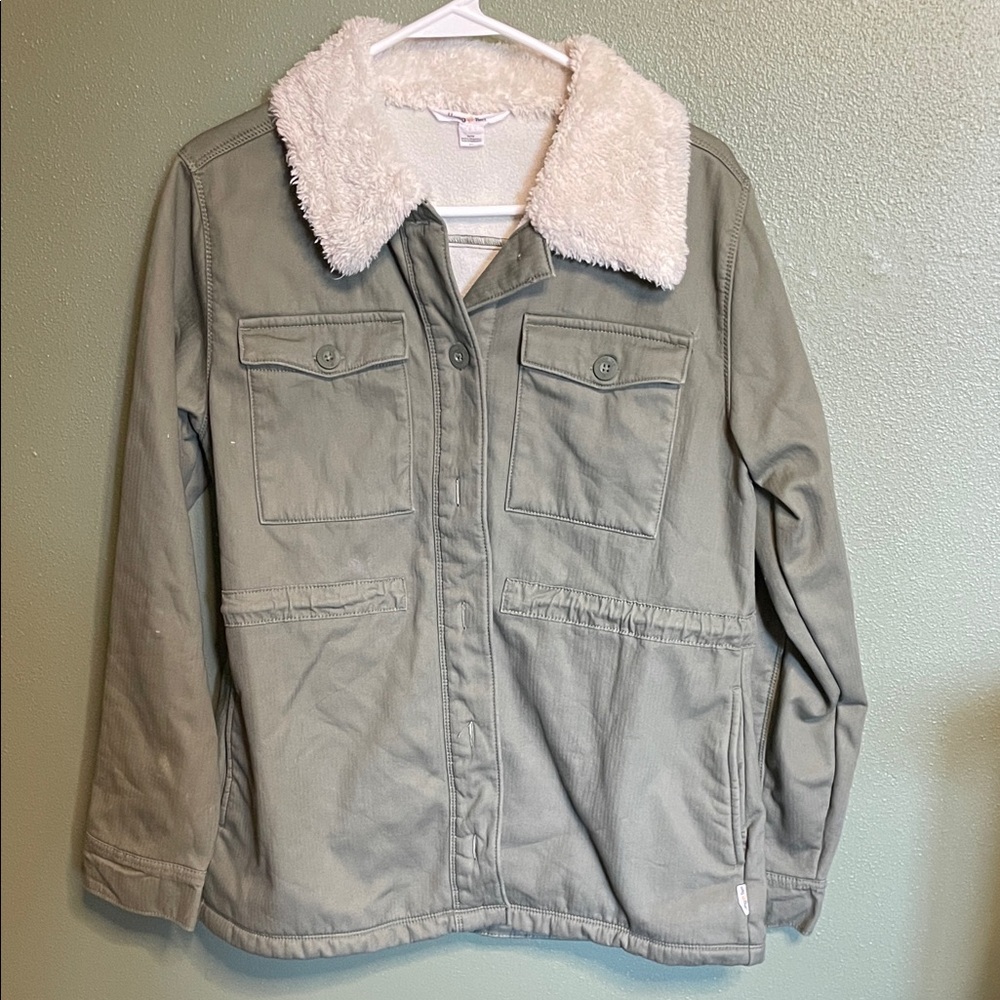 Hang Ten Sage Green Utility Jacket with Sherpa Collar